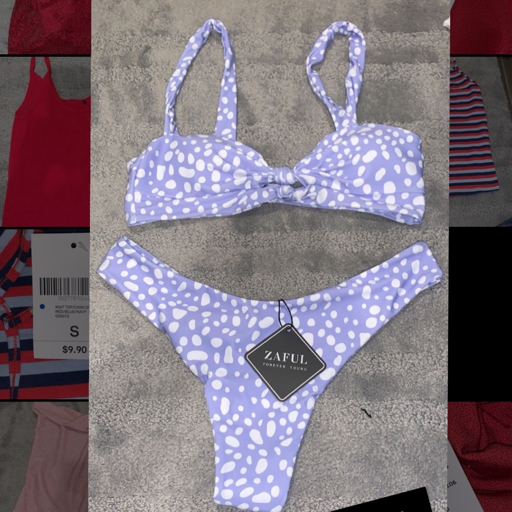zaful purple polka dot bikini